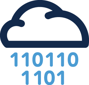 Icon: Cloud raining zeros and ones